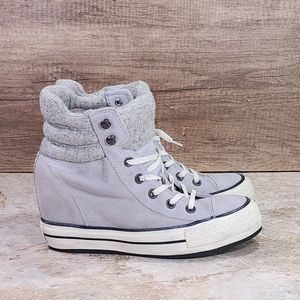 Converse All Star Lucky Stone Hidden Wedge Women's Size 7.5 Grey Suede Shoes
